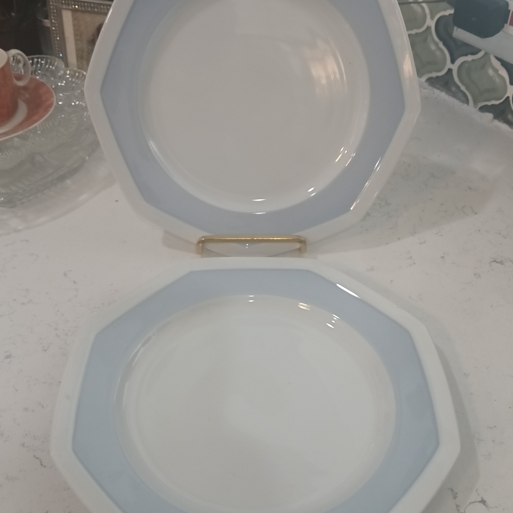 Mikasa Light Blue and White Octagonal Dinner Plates